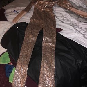 Gold Sequin custom made jumpsuit
